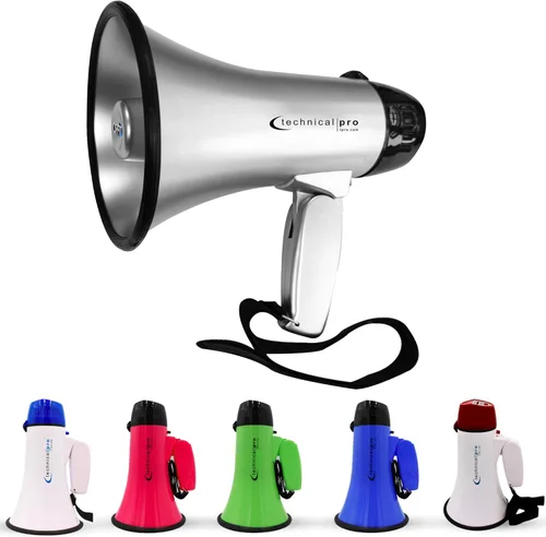 Miniatura 11 de Technical Pro Megáfono de megáfono portátil ligero de 20 vatios con correa, sirena y control de volumen, bueno para entrenadores, fútbol, fútbol