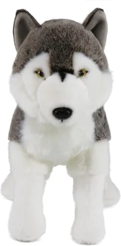 Miniatura 3 de Ice King Bear Peluche realista de lobo siberiano, juguete de peluche, 14 pulgadas de longitud (de pie)