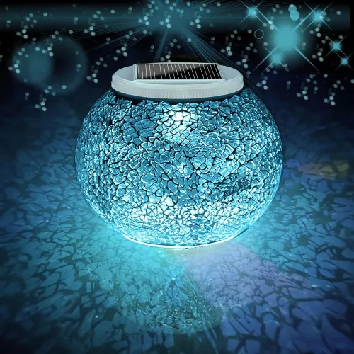 Miniatura 10 de Aukora - Luces de jardín de bola de vidrio con cambio de color a energía solar, lámparas de mesa impermeables para noche, para patio, fiesta