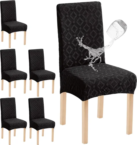 Miniatura 15 de Genina Juego de 4 fundas impermeables para sillas de comedor, extraíbles y lavables, color beige grande
