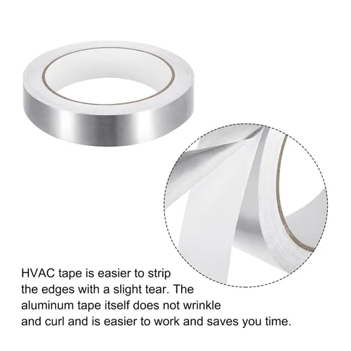 Miniatura 4 de MECCANIXITY Cinta de papel de aluminio, cinta de aluminio de 0.79 pulgadas x 65 pies (3.5 mil), cinta HVAC de alta temperatura, cinta de aluminio