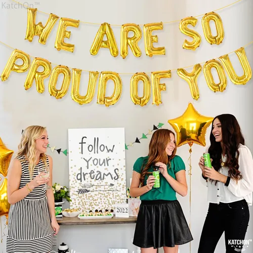 Miniatura 8 de KatchOn, Globos con texto en inglés "We Are So Proud Of You" de 16 pulgadas, globos dorados de felicitaciones We are so proud of you