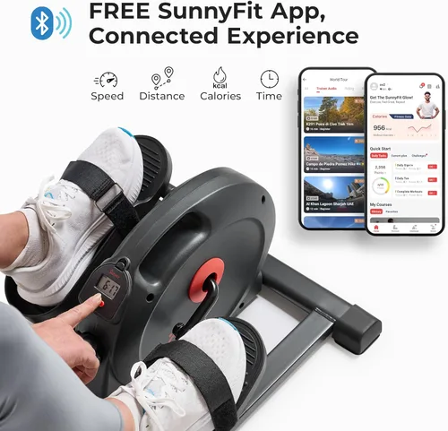 Miniatura 3 de Sunny Health & Fitness Under Desk Pedal Elliptical Machine, Adjustable Resistance Leg Exerciser Office Home Workout While Sitting for Seniors Negro