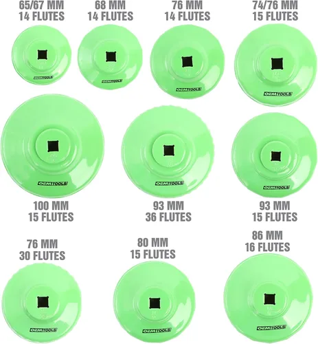 Miniatura 4 de OEMTOOLS 87151 Juego de llaves para filtro de aceite de 10 piezas, juego de extracción de filtro de aceite para trinquete de 3/8 pulgadas para una