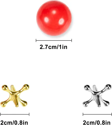Miniatura 2 de Gejoy Juego de 2 gatos de metal con bola, 2 bolas de goma rojas y 20 piezas de juguetes clásicos retro vintage para niños y adultos para fiesta