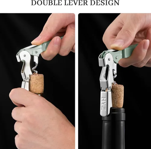Miniatura 4 de HYZ Paquete de 2 Abridor de Vino Sacacorchos de Camarero, Llave de Vino Profesional para Servidores, Bartender con Cortador de Papel de Aluminio