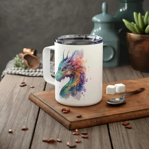 Miniatura 4 de Hyturtle Taza de Dragón - Taza de Café de Acero Inoxidable de 12oz, Regalo para Amantes de los Dragones para Mujeres, Regalo Bonito para Amantes