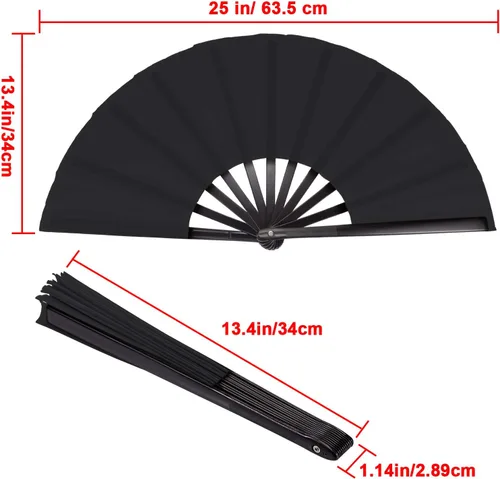 Miniatura 2 de Maitys Paquete de 2 ventiladores de mano plegables grandes de 13 pulgadas, ventiladores chinos de mano grandes para baile de línea, Tai Chi