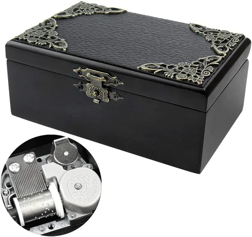 Miniatura 14 de ROSIKING Caja de música de madera con mecanismo de espejo, joyería tallada, cajas musicales, Navidad, cumpleaños, día de San Valentín, regalos Plays