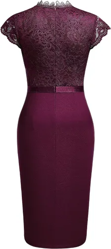 Miniatura 7 de Miusol vestido de cóctel corto para mujer, estilo retro y floral, con encaje y volantes