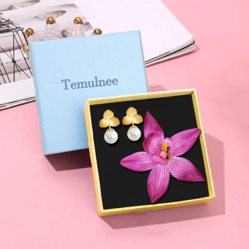 Miniatura 3 de Pinzas para el cabello de flores moradas aretes de perla accesorios de disfraces de Halloween disfraz de princesa accesorios de cosplay perlas