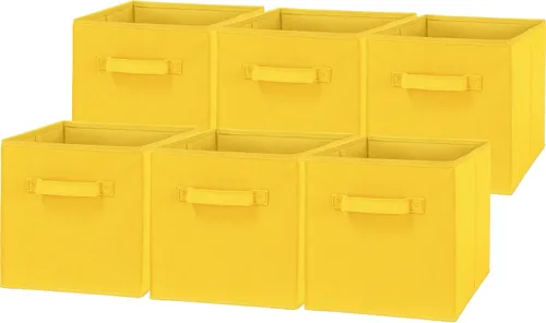 Miniatura 7 de Simple Houseware Contenedores de almacenamiento plegables de 11 pulgadas, color beige, paquete de 6 cubos de tela organizadores para armario