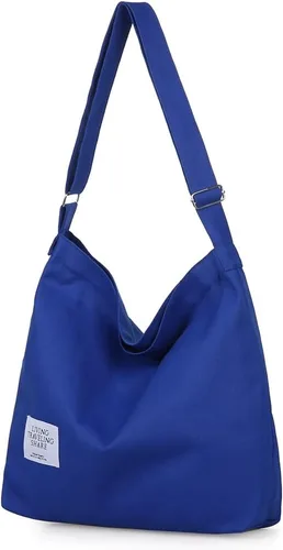 Miniatura 132 de Covelin - Bolsa de hombro informal de lona para mujer, estilo bohemio y retro, bolsa de mano, bolso cruzado, tamaño grande
