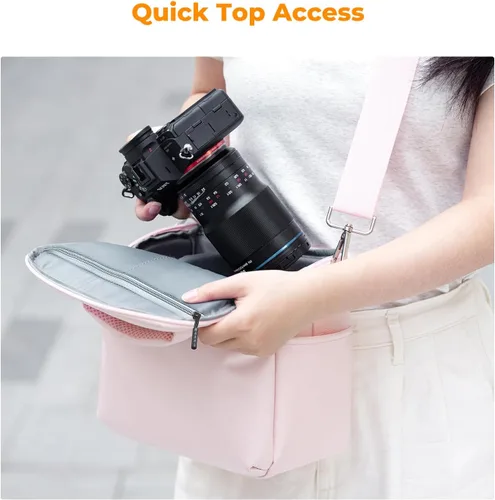 Miniatura 4 de K&F CONCEPT Bandolera de Cámara Bolso Cruzado Pequeño para Cámara DSLR/SLR/Linda Bolsos de Hombro Compactos para Fotógrafos 02-rosa