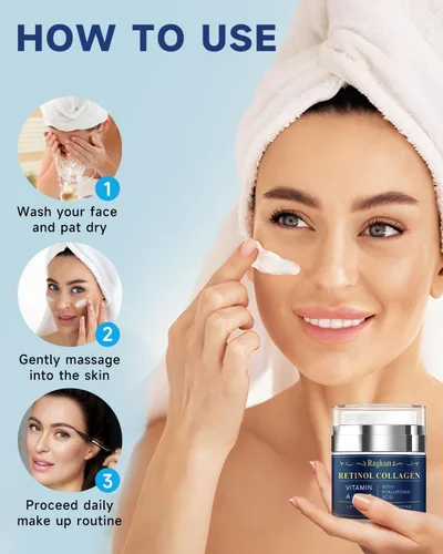 Miniatura 7 de Ragkun Crema de retinol para la cara, cremas de colágeno para el cuello para tensar y reafirmar, hidratante facial antienvejecimiento de día y noche