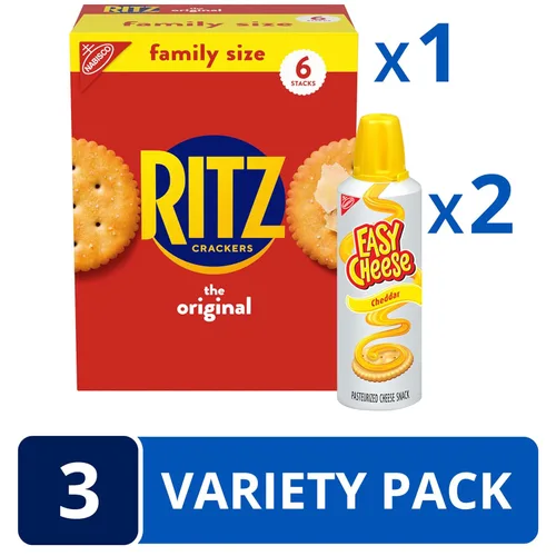 Miniatura 3 de RITZ Galletas Originales y Queso Fácil Cheddar, paquete variado de aperitivos, 1 caja de tamaño familiar y 2 latas