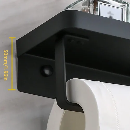 Miniatura 5 de Soporte adhesivo de papel higiénico con estante, soporte de rollo de papel higiénico de acero inoxidable 304, dispensador de papel higiénico