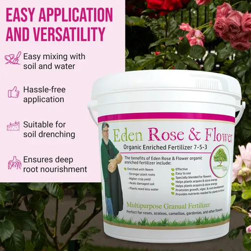Miniatura 5 de Eden Rose & Flower Fertilizante orgánico enriquecido Alimento para plantas de neem-7-5-3 fórmula enriquecida para el mejor crecimiento de flores