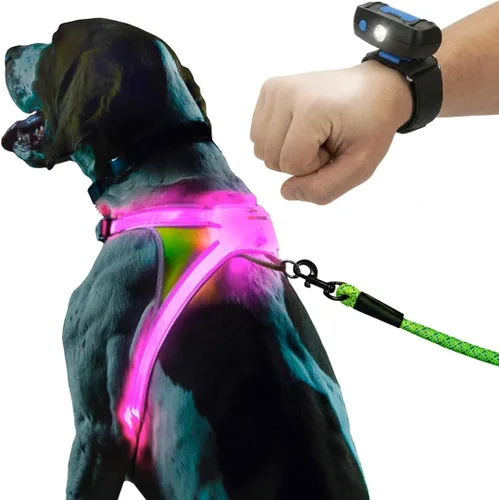 Miniatura 9 de Noxgear lighthound Revolucionario iluminado y reflectante arnés para perros incluso multicoloreado fibra óptica LED