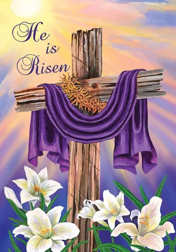 Miniatura 6 de Bandera religiosa para el hogar, con diseño de Pascua, con palomas, cruz y lirios, 28 x 40 pulgadas Amanecer de Pascua