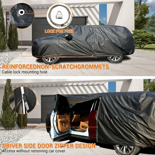 Miniatura 2 de Tecoom Funda impermeable para automóvil para todo tipo de clima, fundas para automóviles con forro polar grueso con cerradura/puerta con cremallera
