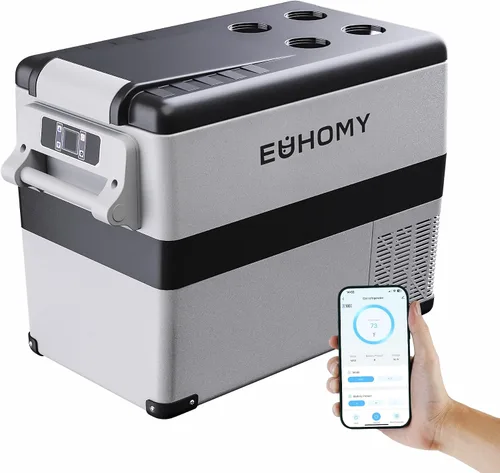 Miniatura 12 de Euhomy - Refrigerador de automóvil, 12 voltios, 35L (38 qt), refrigerador RV con 12/24 V CC y 120-240 V CA, refrigerador y congelador