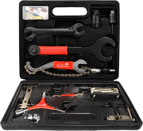 Lumintrail Kit de herramientas de reparación de bicicletas de 38 piezas, kit completo profesional de mantenimiento de bicicletas de montaña, Kit de