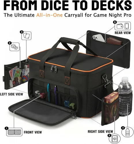 Miniatura 2 de Board Game Bag with Multi-Pockets – Convertible Tote & Shoulder Carry, Includes 5 Elastic Box Bands, 20.5 x 12.6 x 12.6 Inches, for Game Night