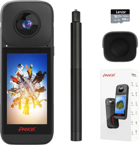 Miniatura 9 de PANOX Cámara V2 360 Vlog - 5.7K 360 Video, 72MP 360 Foto, Compartir rápida con un solo clic, transmisión en vivo 4K, pantalla táctil de 3.0