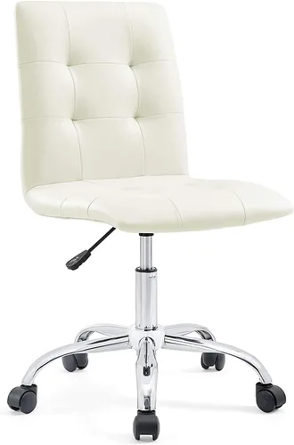 Miniatura 3 de Modway Prim Silla de oficina giratoria sin brazos con respaldo medio acanalado en blanco