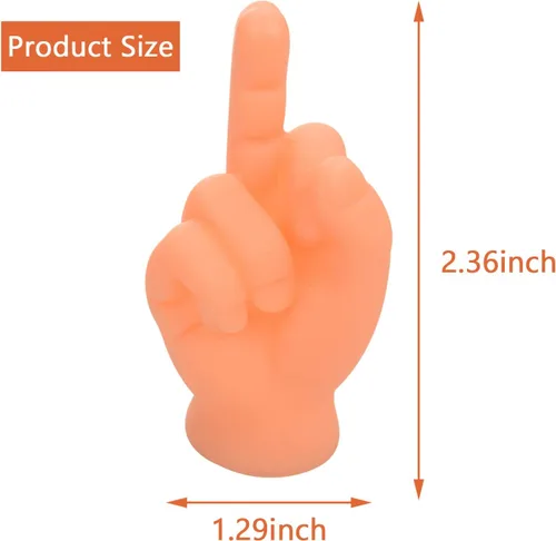Miniatura 6 de Manos diminutas para dedos – 10 piezas de mini marionetas de mano (signo de dedo medio) goma premium