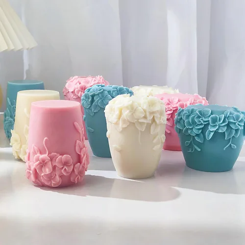 Miniatura 4 de Moldes de vela para botellas, molde cilíndrico de flor – Flor de rosa – Moldes de silicona de fundición de resina para decoración del hogar