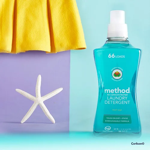 Miniatura 4 de Method Detergente líquido para lavandería; aroma a salvia de playa, removedor de manchas; 66 cargas por botella de 53.5 onzas; (paquete de 4)