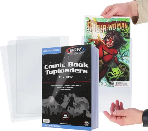 BCW Cargadores Superiores para Cómics Actuales - Paquete de 20 | Portadores de PVC Premium para Cómics Modernos | Protección Cristalina para Números