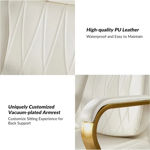 Miniatura 7 de HULALA HOME Silla de oficina ejecutiva con soporte lumbar ajustable, silla de oficina ergonómica de cuero con reposabrazos acolchados, inclinación