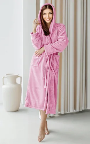 Miniatura 5 de NY Threads - Bata de baño de vellón con capucha para mujer, larga y afelpada