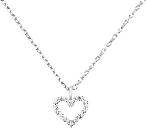 Miniatura 15 de PAVOI Collar de corazón chapado en oro de 14 quilates con circonita cúbica Bonitos collares con colgante de amor delicado para mujer