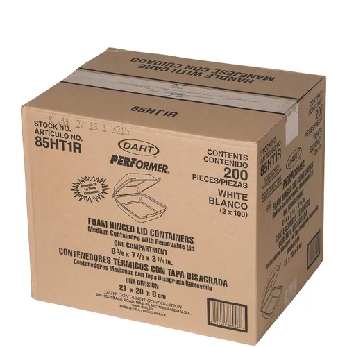 Miniatura 3 de Dart 85HT1R Med - Contenedor con bisagras de espuma perforada, 8.50 pulgadas, color blanco