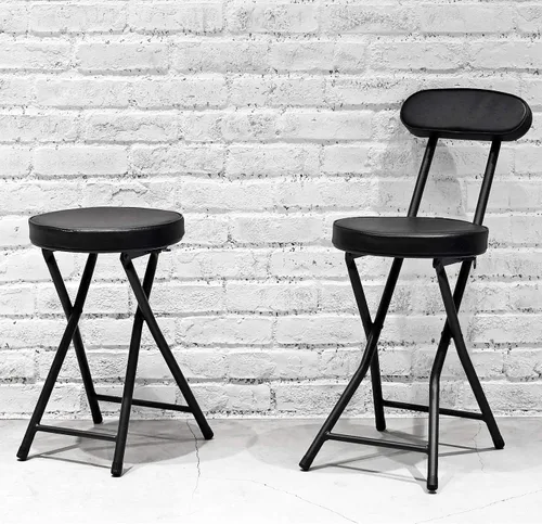 Miniatura 2 de パール金属(PEARL METAL) Respaldo incluido, BLKP Silla de tubo plegable, 28.7 in, negro mate