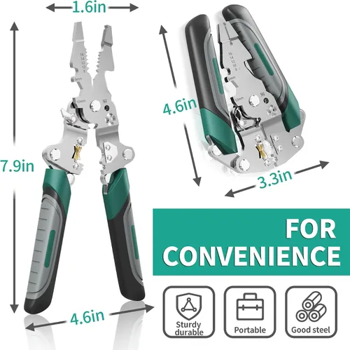 Miniatura 7 de Cortador de alambre 18 en 1, herramienta plegable con bolsa de almacenamiento portátil, alicates eléctricos multifuncionales plegables
