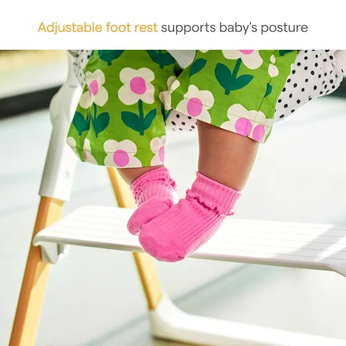 Miniatura 5 de Munchkin Float - Silla alta para bebés y niños pequeños, plegable para un fácil almacenamiento, color blanco con patas de madera