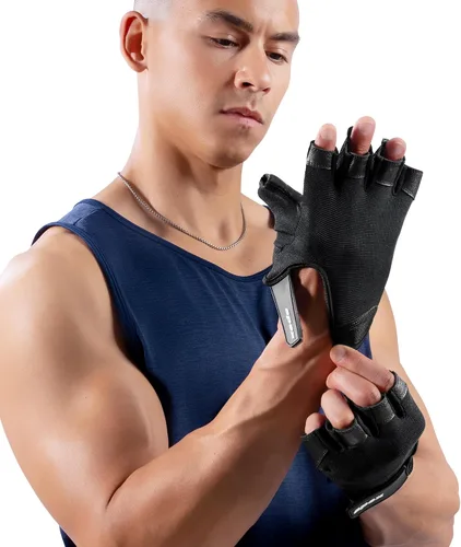Miniatura 6 de MARCY apex - Guantes de entrenamiento acolchados de cuero con pestañas para hombres y mujeres, guantes de ejercicio para levantamiento de pesas