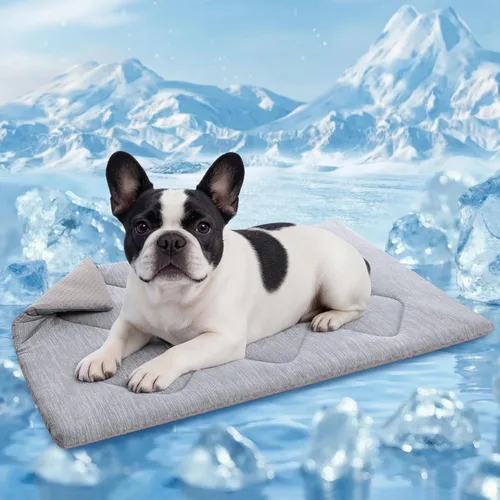 Miniatura 10 de Queenmore Tapete refrescante grande para perros, cama plana portátil para mascotas para perros y gatos, tapete antideslizante para dormir para Azul