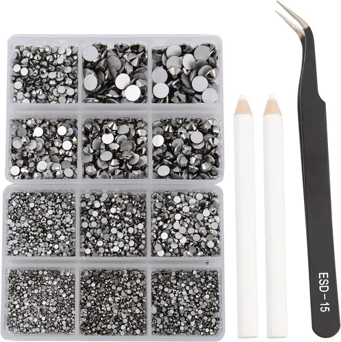 Miniatura 74 de NCB 288 diamantes de imitación de cristal redondos para arte de uñas, con parte trasera plana, para hacer accesorios de bricolaje, zapatos, ropa