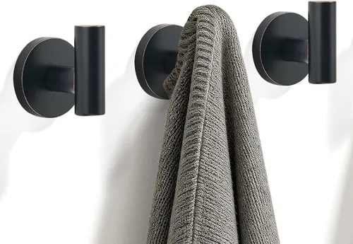 Miniatura 8 de TUNNY Paquete de 3 ganchos redondos para toallas de baño, color dorado champán para batas y abrigos para baño y dormitorio