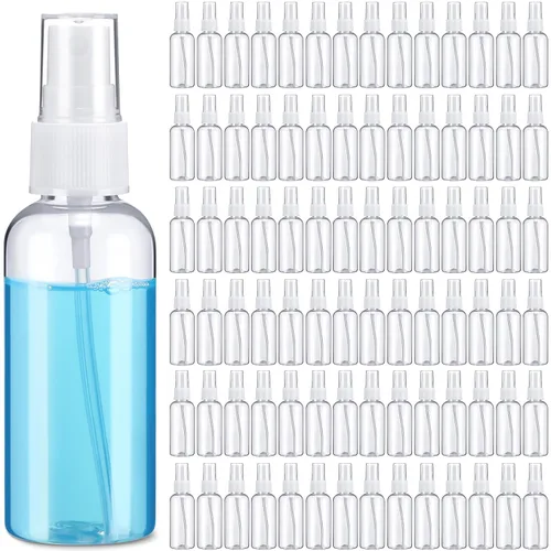Miniatura 9 de Zhehao 200 botellas pequeñas de spray a granel de 2 onzas de plástico para aceites esenciales, pulverizador de niebla fina, reutilizable, Azul