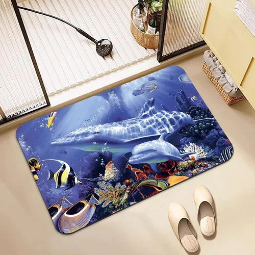 Miniatura 10 de Tapetes de baño antideslizantes de secado rápido, tapete de baño de goma, súper absorbente, tapete de baño lavable, tapete de baño para suelo