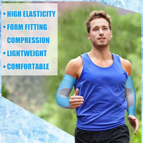 Miniatura 11 de JenPen 4 Pair Arm Sleeves UV Cooling Sun Protection Arm Sleeves Sports Compression for Men to Cover Tattoo