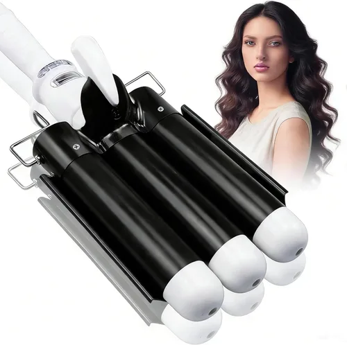 Miniatura 9 de Crimpadora de cabello rizador de tres barriles: herramienta de pelo Aleath de doble voltaje, rizador de hierro de 1 pulgada y 3 barriles