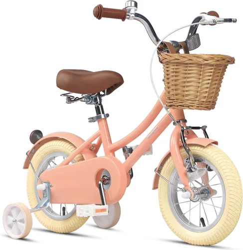 Miniatura 27 de Glerc Little Molly - Bicicleta de crucero retro para niños de 2 a 13 años de edad con cesta de mimbre y ruedas de entrenamiento/soporte, varios